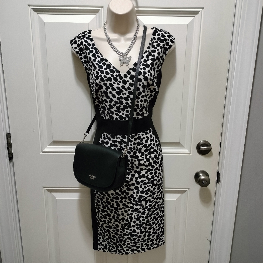 Monochrome Polka Dot Midi Dress
